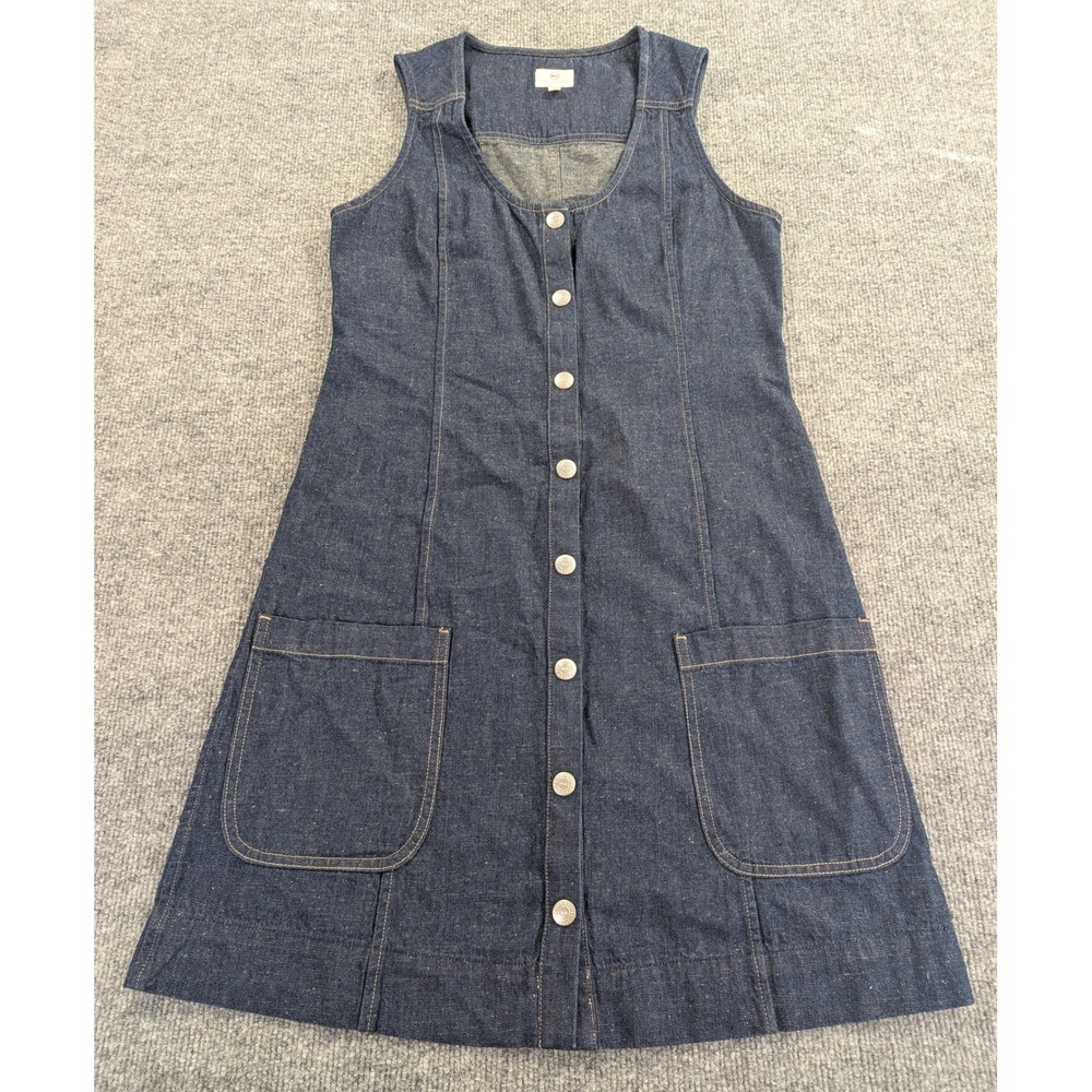 AG Adriano Goldschmied Denim Jumper Dress Dark Wash Button Front Small HRG6097